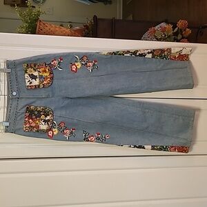 Alice and Olivia Reina patchwork jeans